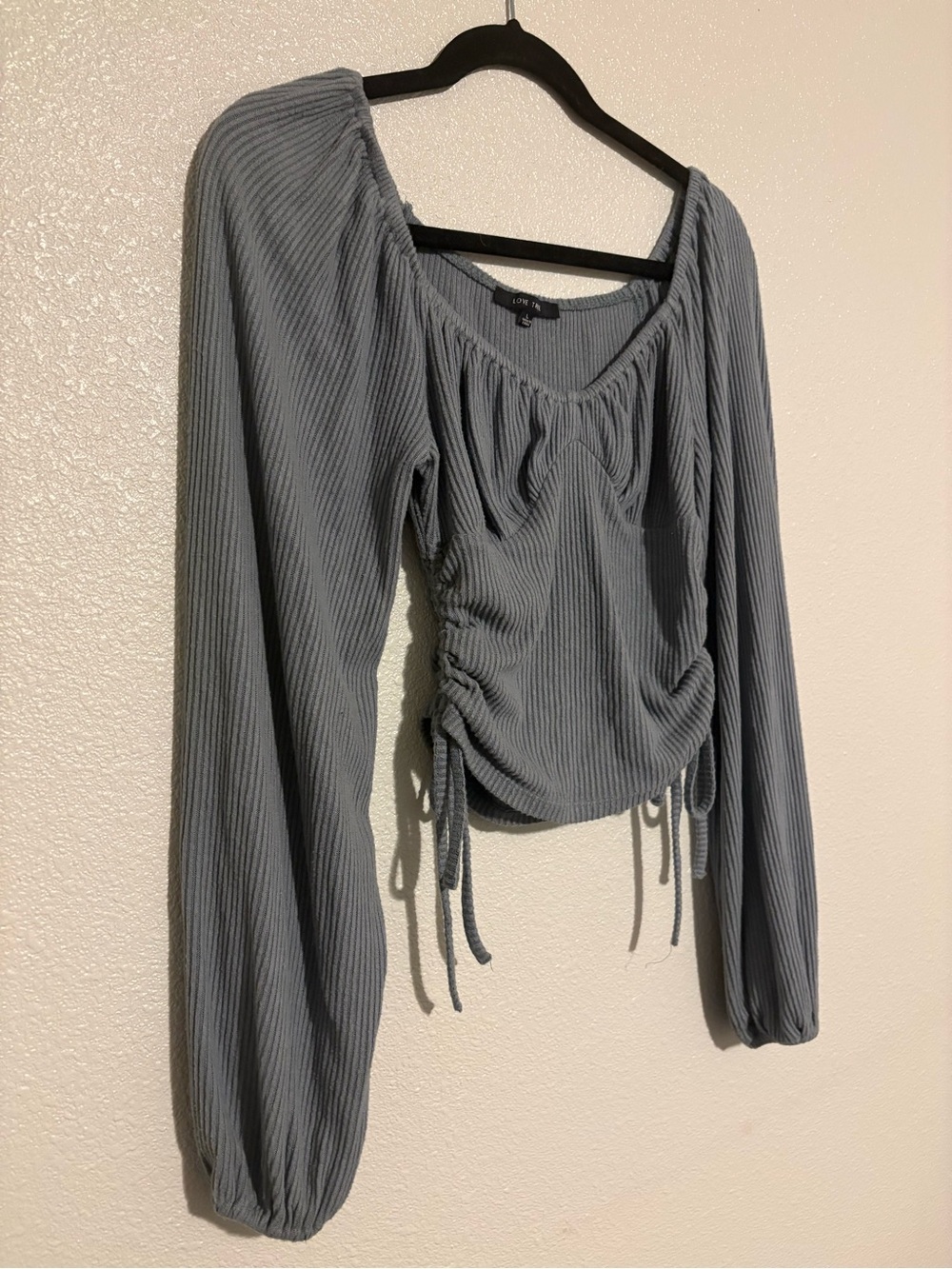 Love Tree Ribbed Ruched crop top long sleeve - Picture 2 of 4